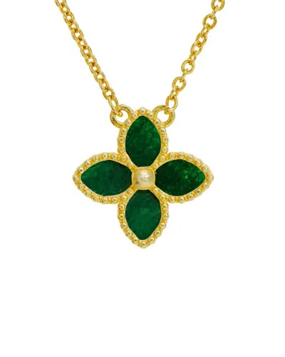 Savvy Cie 18k Over Silver Agate Solitaire Necklace