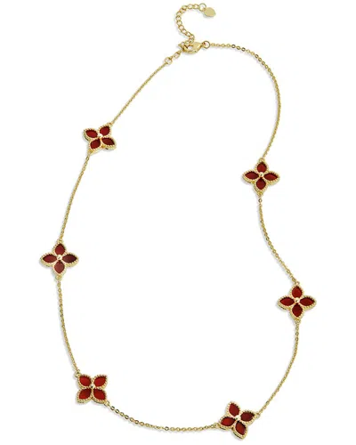 Savvy Cie 18k Over Silver Agate Station Necklace In Gold