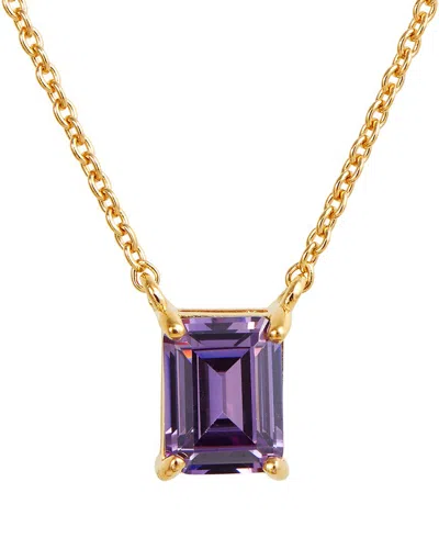 Savvy Cie 18k Over Silver Amethyst February Birthstone Necklace