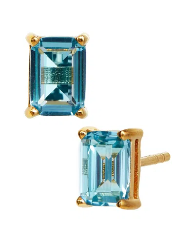 Savvy Cie 18k Over Silver Aquamarine March Birthstone Earrings In Blue