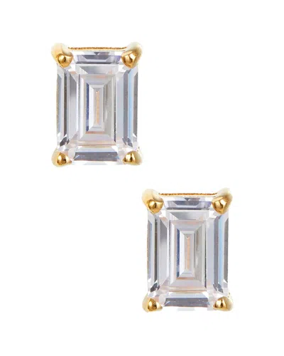 Savvy Cie 18k Over Silver Cz April Birthstone Earrings In Gold