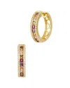 Savvy Cie 18k Over Silver Cz Hoops