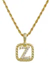 Savvy Cie 18k Over Silver Cz Initial Necklace In Gold