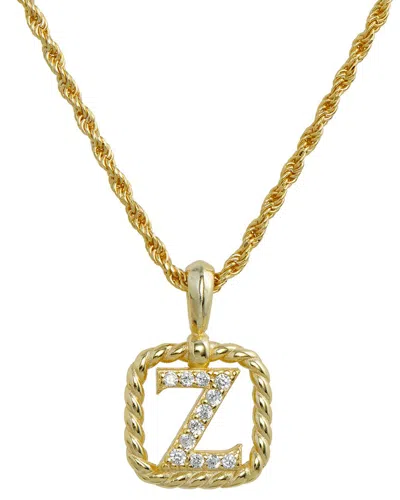 Savvy Cie 18k Over Silver Cz Initial Necklace In Brown