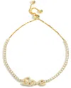 Savvy Cie 18k Over Silver Cz Love Adjustable Bracelet