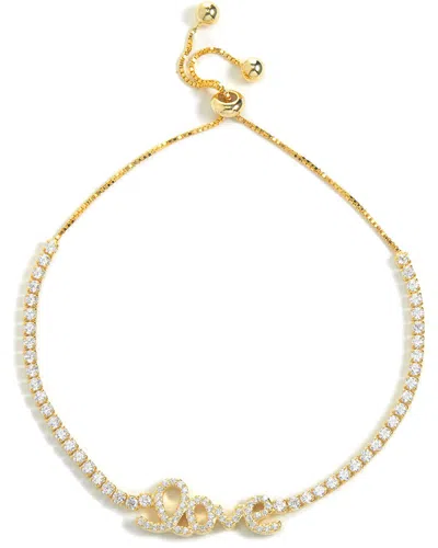 SAVVY CIE SAVVY CIE 18K OVER SILVER CZ LOVE ADJUSTABLE BRACELET
