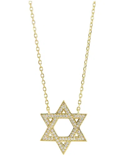 Savvy Cie 18k Over Silver Cz Pendant Necklace In Gold