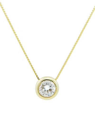 Savvy Cie 18k Over Silver Cz Solitaire Necklace In Gold