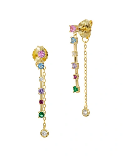Savvy Cie 18k Over Silver Double Drop Earrings In Gold