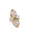 Savvy Cie 18k Over Silver Rose Quartz 5-5.55mm Pearl Cluster Ring