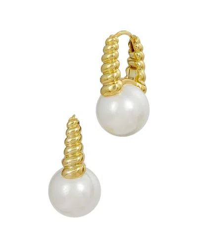 Savvy Cie 18k Plated 10-11mm Pearl Drop Earrings