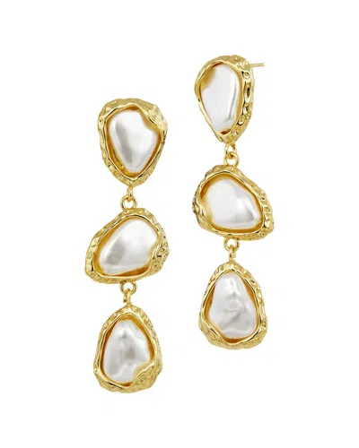 Savvy Cie 18k Plated 12mm Pearl Drop Earrings In Gold