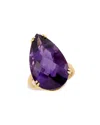 Savvy Cie 18k Plated 15.00 Ct. Tw. Amethyst Statement Ring In Gold