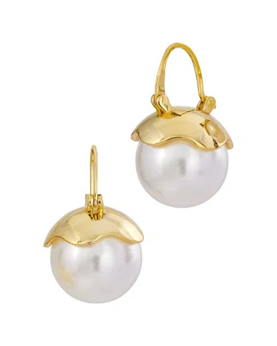 Savvy Cie 18k Plated 16-17mm Pearl Earrings In Gold