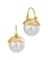 Savvy Cie 18k Plated 16-17mm Pearl Earrings In Gold