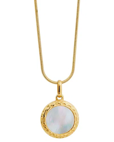 Savvy Cie 18k Plated 16mm Pearl Medallion Pendant Necklace In Gold
