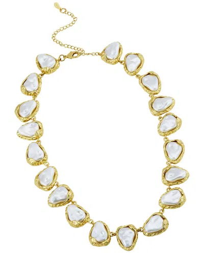 Savvy Cie 18k Plated 17-18mm Pearl Link Necklace In Gold