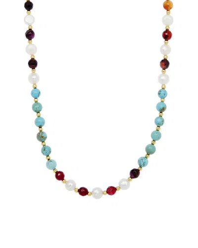 Savvy Cie 18k Plated 4-5mm Pearl Beads Necklace In Multi