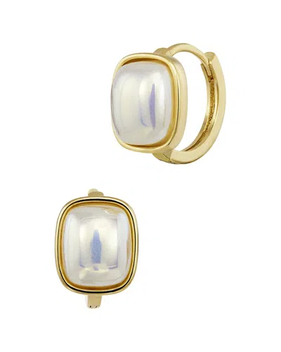 Savvy Cie 18k Plated 9-11mm Pearl Huggies Earrings In Gold