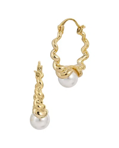Savvy Cie 18k-plated  9mmmm Pearl Hoop Earrings