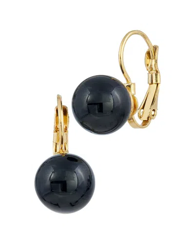 Savvy Cie 18k Plated Black Onyx Drop Earrings In Brown