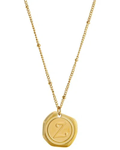 Savvy Cie 18k Plated Coin Initial Necklace In Gold