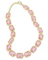 Savvy Cie 18k Plated Cz Bold Necklace In Pink