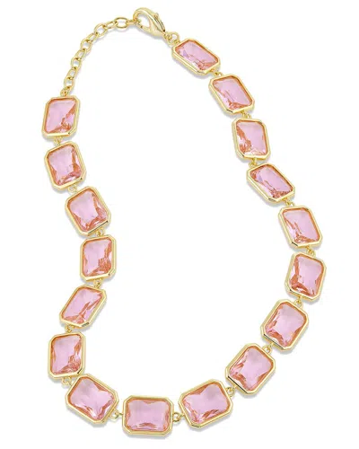Savvy Cie 18k Plated Cz Bold Necklace In Pink