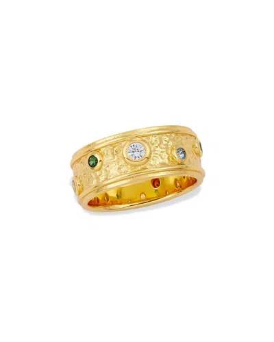 Savvy Cie 18k Plated Cz Byzantine Eternity Ring In Gold