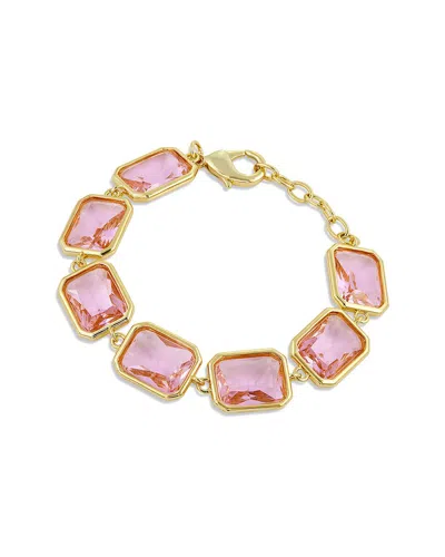 Savvy Cie 18k Plated Cz Dangle Bracelet In Pink