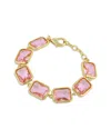Savvy Cie 18k Plated Cz Dangle Bracelet In Pink