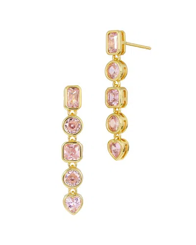 Savvy Cie 18k Plated Cz Drop Earrings In Gold
