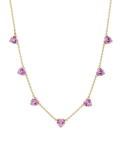 Savvy Cie 18k Plated Cz Heart Necklace In Purple
