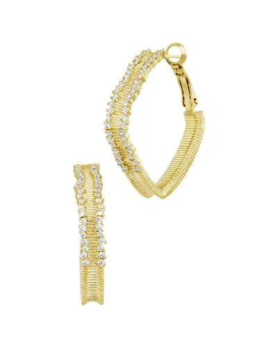 Savvy Cie 18k Plated Cz Hoops Earrings In Gold