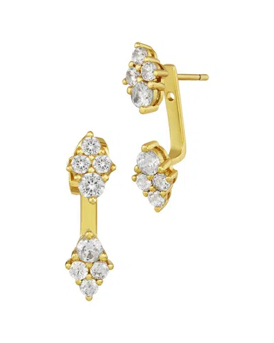 Savvy Cie 18k Plated Cz Jacket Earrings In Gold