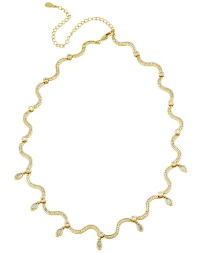 Savvy Cie 18k Plated Cz Link Necklace In Gold