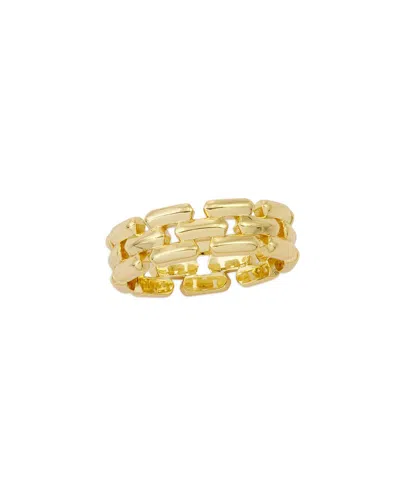 Savvy Cie 18k Plated Cz Link Ring In Multi