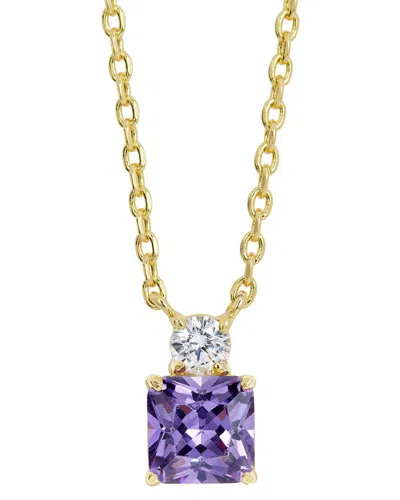 Savvy Cie 18k Plated Cz Necklace In Purple