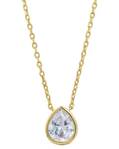 Savvy Cie 18k Plated Cz Solitaire Necklace In Gold