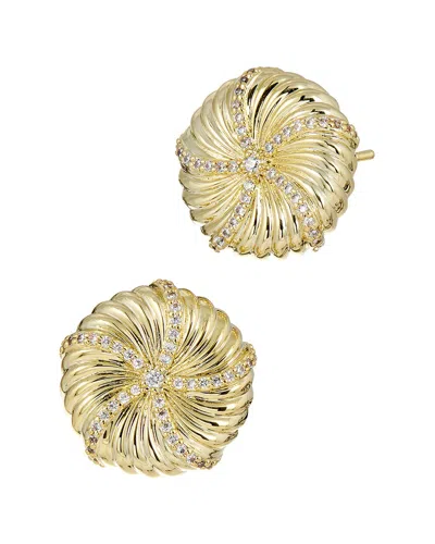 Savvy Cie 18k Plated Cz Statement Earrings In Gold