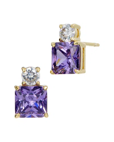Savvy Cie 18k Plated Cz Studs In Purple