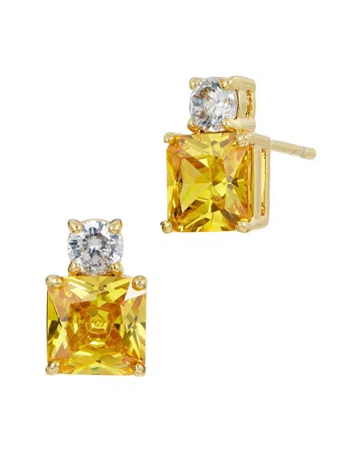 Savvy Cie 18k Plated Cz Studs In Orange