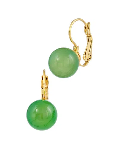 Savvy Cie 18k Plated Green Jade Drop Earrings In Brown