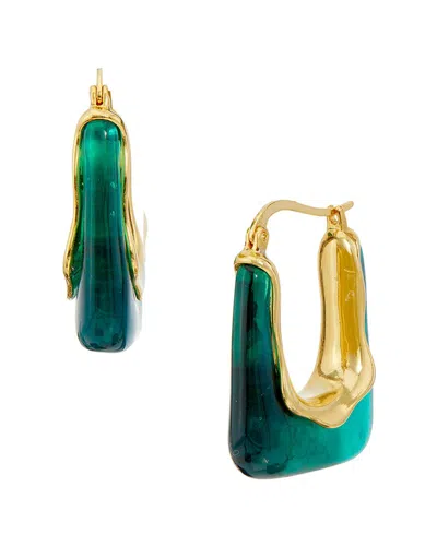 Savvy Cie 18k Plated Hoops In Green