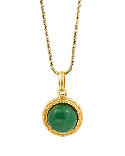 Savvy Cie 18k Plated Adventurine Statement Necklace In Gold