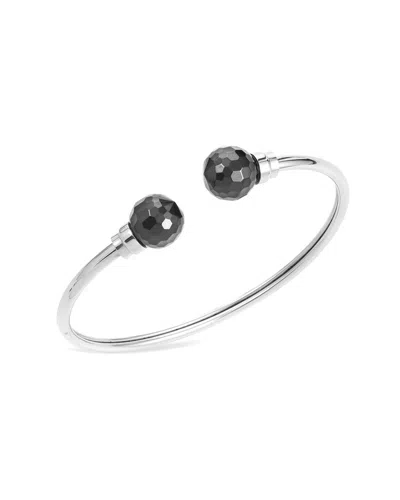Savvy Cie 18k Plated Onyx Cuff Bracelet In White