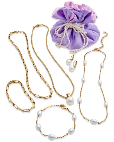 Savvy Cie 18k Plated Pearl 7pc Statement Jewelry Set In Multi