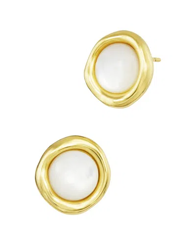 Savvy Cie 18k Plated Pearl Stud Earrings In Gold