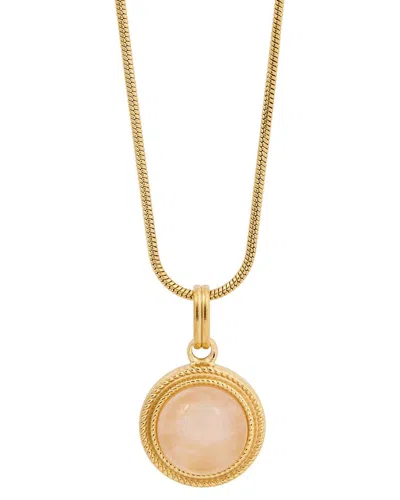 Savvy Cie 18k Plated Rose Quartz Classic Pendant Necklace In Gold