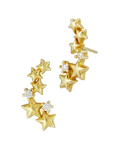 Savvy Cie 18k Plated Silver Cz Earrings In Gold